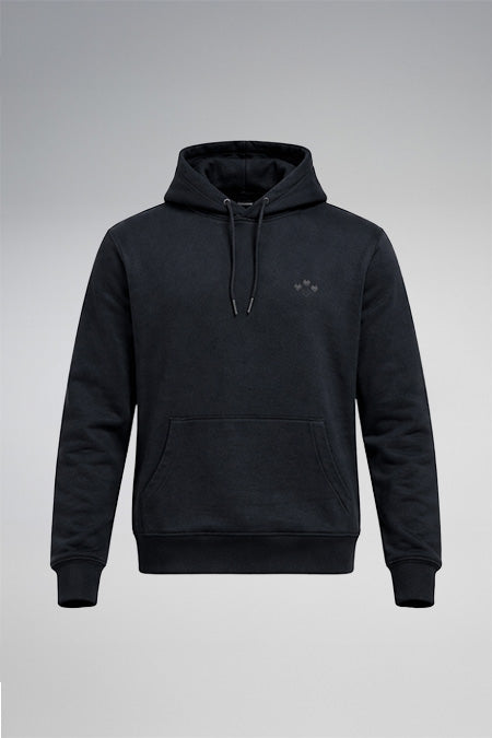 Sweatshirt met capuchon, geborduurd met 4 wolvenkoppen - Zwart