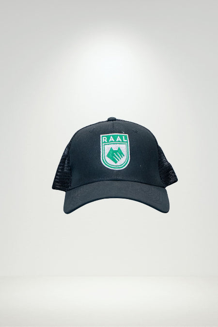 Casquette noire ecusson brode - Trucker
